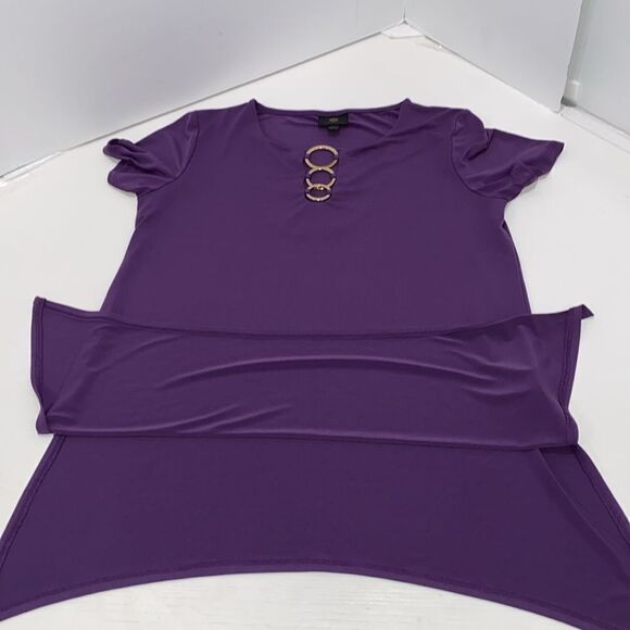 JM Collection Oversized Tunic Top In Purple With Gold Tone Circle Detail Size S - Picture 11 of 11